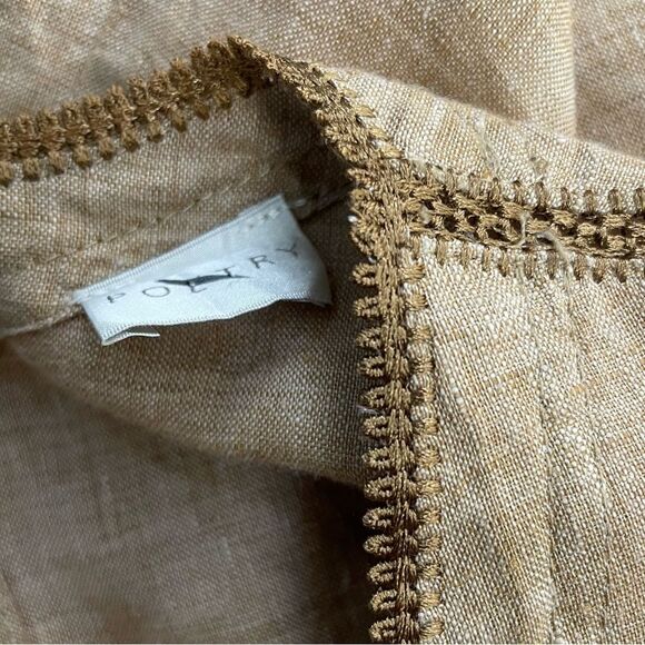 Poetry Crochet Trim Linen Size 10‎ V-neckline Tunic Top - Picture 10 of 11